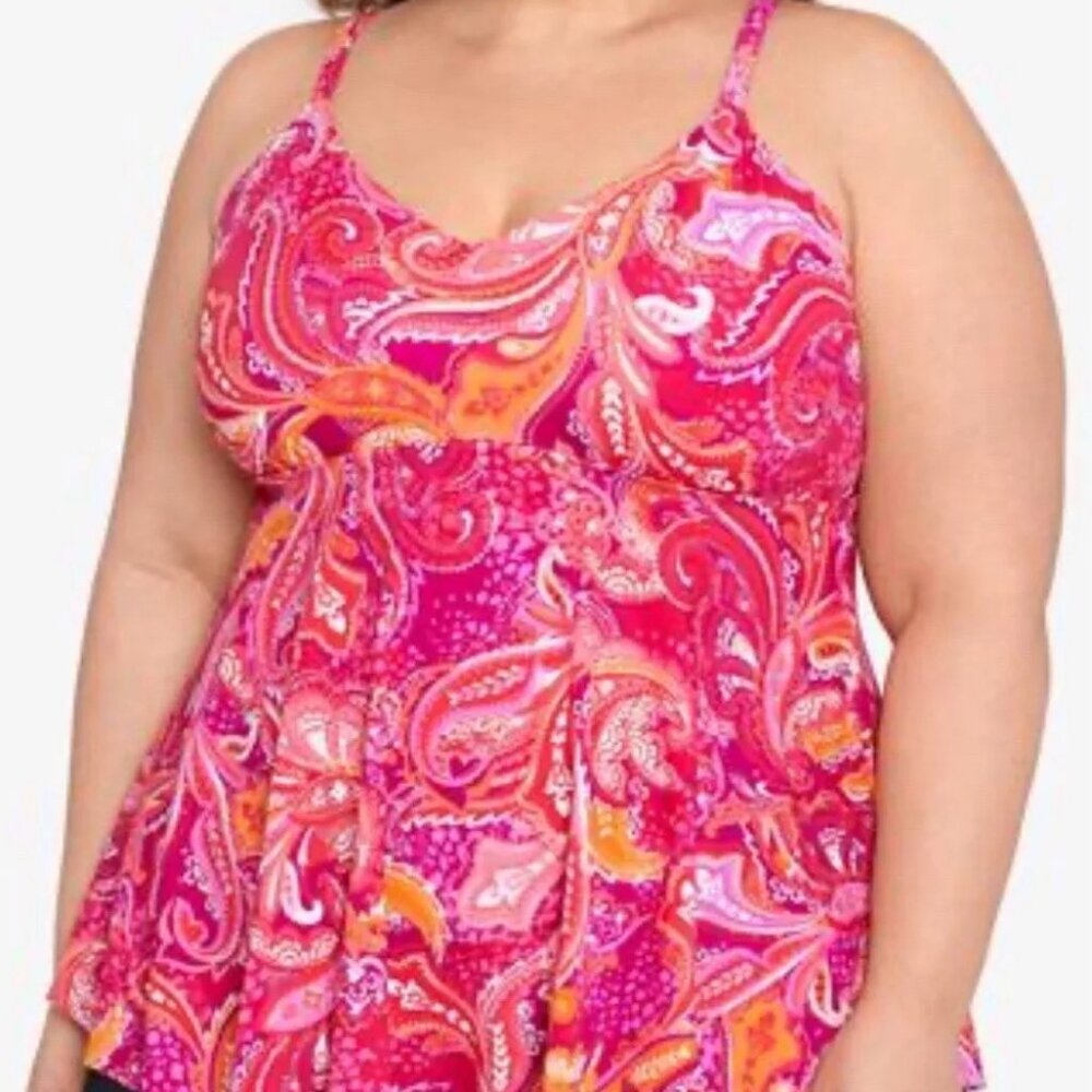 Swim Solution Swim Tankini Plus Size 16W Pink NWT Underwire